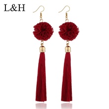 Boho Pompom Ball Long Tassel Earrings For Women Bohemian Fringed Dangle Drop Earrings Statement Party Jewelry boucle d'oreille 2024 - buy cheap