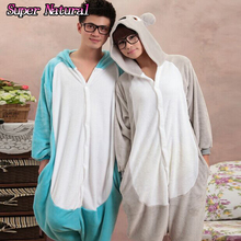 Hksng pijama adulto de flanela para inverno, pijama com pezinhos de coala azul cinza, desenho de animal, cosplay, roupa de casa kigu 2024 - compre barato