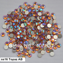 Free Shipping! 1440pcs/Lot, ss16 (3.8-4.0mm) Topaz AB Flat Back Non Hotfix Glue On Nail Art Rhinestones 2024 - buy cheap