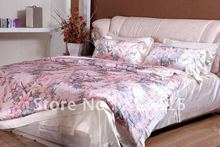 Conjunto de roupa de cama de seda 4pcs, fronha de seda amoreira, capa de edredom e lençol liso, boa qualidade, cor floral, muitos tamanhos ls2104 2024 - compre barato