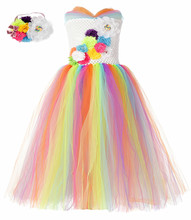 Terra dos doces Tutu Vestido Colorido Rainbow Lollipop Doces Tule Vestido de Festa de Aniversário Dos Miúdos Vestidos de Tutu para Meninas Pageant vestido de Baile 2024 - compre barato