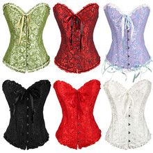 Sexy Satin Jacquard Floral Underbust Corset Lace up Boned Body Shaper Waist cincher Bustier Plus Size S-6XL cosplay costume 2024 - buy cheap