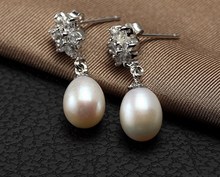 Pendientes de perlas de agua dulce para mujer, pendientes reales de perlas naturales de tamaño grande, aretes de perlas para mujer 2024 - compra barato