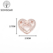 Somsoar-abalorio de corazón de doble deslizamiento infinito, joyería de 2,5x2,7 cm, compatible con pulsera de malla de 10mm y pulsera envolvente de cuero, 10 unids/lote 2024 - compra barato