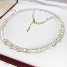 Fashion New Natural Freshwater Pearl White Small 4-5MM Large 9-10MM Baroque Pearl Necklace 2024 - compre barato