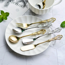 Elegant 304 Stainless Steel Crown Golden Silver Spoon Forks Butter Knife Coffee Afternoon Tea Spoons European Western British 1P 2024 - buy cheap