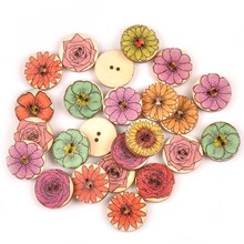 20/25mm 50pcs Round Mixed Flower Pattrtn Wooden Buttons For Clothing Sewing Crafts Scrapbooking Decorative DIY Accessories M0837 2024 - buy cheap