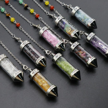 7 Chakra Pendants Natural Quartz Stone Amethysts Reiki Healing Balance Crystal Wish Bottle Amulet Pendants Male Women Divination 2024 - buy cheap