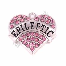 New Arrival 20 pcs a lot zinc studded with sparkling crystals EPILEPTIC heart pendant heart charm 2024 - buy cheap