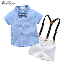 Baby Clothing Set 2018 Autumn Newborn Infant Baby Boy Clothes Suit Shorts Sleeve Shirts+Overalls 2PCS Outfits Set Bebes Clothing 2024 - buy cheap