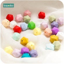 Bopoobo 20 piezas cuentas de silicona hexagonal 14mm mordedor de bebé grado alimenticio BPA libre de dentición infantil Diy pulsera colgante productos para bebés 2024 - compra barato