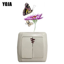 YOJA Butterflies Decorate Flowers Switch Room Decorative Interesting Design PVC Wall Decal Beautiful 8SS0505 2024 - buy cheap