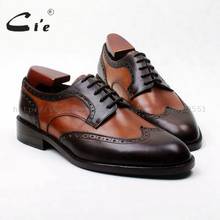 cie Round Toe Full Brogues Bespoke Custom Handmade Dress Work Pure Genuine Calf Leather Men's Shoe Derby Mix Colors Brown D191 2024 - купить недорого