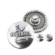 Wholesale metal Rhinestone 18mm Snap Button W149 football Alloy Diy Jewelry fit 18mm Snap button Necklaces for women 2024 - buy cheap