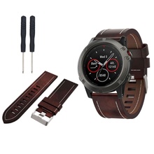 Pulseira de relógio de couro de luxo de 26mm, pulseira para garmin fenix 5x/fenix 3/fenix 3 hr 2024 - compre barato