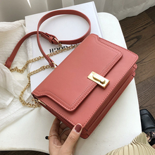 Solid color Clamshell Square bag 2019 Fashion New Quality PU Leather Women's Designer Handbag Lock Chain Shoulder Messenger Bag 2024 - buy cheap