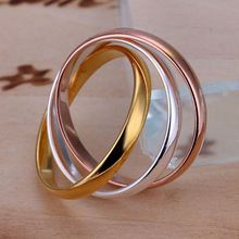 Ring  Silver Plated ring  Silver Plated fashion jewelry ring three color circles jewelry wholesale free shipping zzmn LR058 2024 - buy cheap