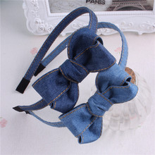 1PC Women Girl Headband Denim Hairband Bow Headwear Kids High Quality Fashion Hair Bands Blue Hair Accessories 2024 - buy cheap