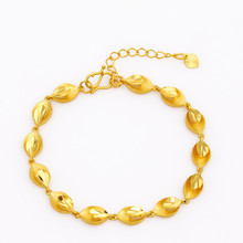 Gold Leaves Carved Bracelet Real Yellow Gold Filled Unique Plant Shaepd Bracelets Women Jewelry 2024 - buy cheap