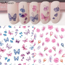 Цветные наклейки для дизайна ногтей в виде бабочек, цветов, цветов, декоративные наклейки, инструменты для маникюра, 1 шт. 2024 - купить недорого
