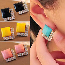 Hot Women's Elegant Square Crystal Rhinestone Ear Studs Earrings Fashion Jewelry  6Y87 7GJQ BDF9 2024 - buy cheap