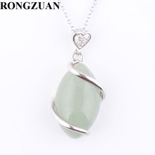 RONGZUAN Necklace & Pendant Natural Aventurine Stone Horse Eye Shape Bead Reiki Chakra Pendant Chain Necklaces Jewelry TN3243 2024 - buy cheap