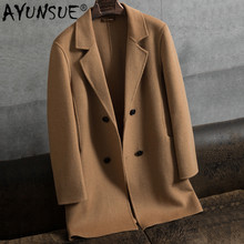 Ayusne casaco de lã masculino dupla breasted, jaqueta longa primavera outono plus size, sobretudo masculino, m064 kj2454 2024 - compre barato