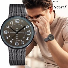 Vansvar Brand Men Watch Black Stainless Steel Clock Male Quartz Sport Watch Luxury Men Casual Wristwatches Relogio Masculino 2024 - buy cheap