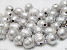 Genuine Natural 2.3mm Big Hole 10-11MM Silver color Gray Freshwater Pearl Loose Beads 10PCS 2024 - buy cheap