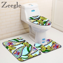 Zeegle Modern Toilet Rugs 3Pcs Bath Mat Set Shower Mat Bathroom Carpets Set Non-slip Bathroom Floor Mats Toilet Carpet 2024 - buy cheap