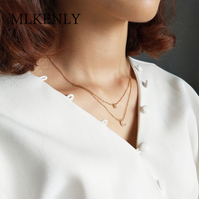 MLKENLY-Collar de plata esterlina 925 para mujer, colgante con forma de luna y Estrella, gargantilla de doble capa, joyería 2024 - compra barato