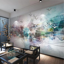 beibehang Custom wallpaper 3d murals new Chinese abstract decorative painting ink landscape bird TV background wall paper mural 2024 - buy cheap