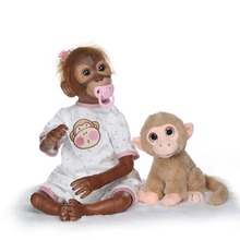 NPK 52CM Macaco bonecas reborn detailed paint baby Monkey plush silicone dolls high quality Apes doll toys gift 2024 - buy cheap