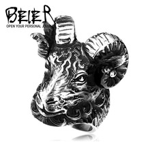 Beier-anillo de acero inoxidable 316L, joyería de alta calidad tibetano enorme, antílope, Animal Guay, Punk, Heavy Metal, LLBR8-157R 2024 - compra barato