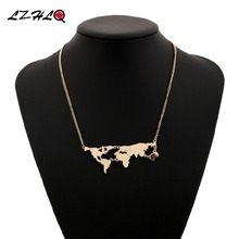 Ожерелья LZHLQ с подвесками в виде глобуса и карты мира, 4 цвета 2024 - купить недорого