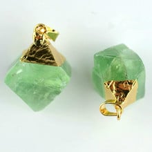 Fluorite Rhombus Pendant Natural Green Crystal Quartz Points Stone Pendulum Chakra Reiki Healing Chakra Jewelry Making 2-4mm 2024 - buy cheap