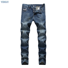 YZBZJC 2018 Famous Dsel Brand Fashion Designer Jeans Men Straight Dark Blue Color Printed Mens Jeans Ripped Jeans 2024 - buy cheap