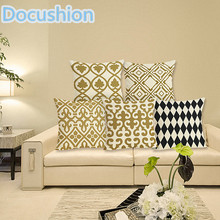 Персонализированные ретро золотые геометрические печатные подушки для кровати дивана подушка для дома декоративная подушка Fundas Para Almofadas Cojines 2024 - купить недорого