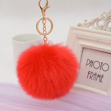 LLavero de bola de piel de conejo con imitación de zorro para mujer, llavero de peluche con pompón, joyería, llavero, accesorios EH699 2024 - compra barato