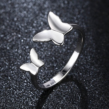 Женское серебряное кольцо с бабочкой, регулируемое обручальное кольцо-кулак, подарок на день Святого Валентина 2024 - купить недорого