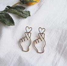 Creative Fashion Heart Gesture Dangle Earrings for Women Girls Personalized Funny Brincos Alloy  Trendy Earrings 2024 - buy cheap