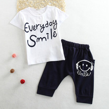 R & Z-traje informal para bebé, Camiseta de algodón con letras, pantalones cortos, dos piezas, verano, 2019 2024 - compra barato