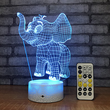Lámpara de noche de elefante recargable por Usb para niños, accesorios de iluminación 3d con Control remoto colorido creativo, novedad 2024 - compra barato