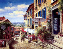 Free Shipping european construction street Landscape canvas prints Oil Painting Mediterranean Sea oil Painting on canvas 2024 - buy cheap