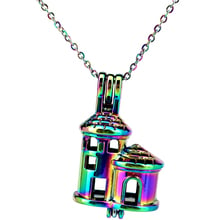 C665 Rainbow Color Castle Cage Pendant Locket Aroma Essential Oil Diffuser Locket Necklace 2024 - buy cheap