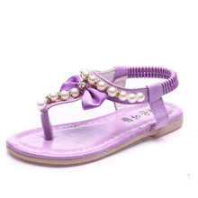 Kids Sandals Summer Girls Princess Pearl Beading Sandals Bow Infant Toddler Baby Beach Flat With Shoes Flip Flops 2024 - buy cheap