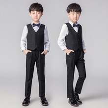 Traje Formal con estampado de flores para niños, esmoquin de marca, vestido de boda para estudiantes, chaleco para niños, pantalones y pajarita, 3 uds. 2024 - compra barato