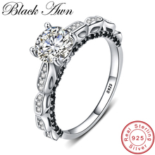 [BLACK AWN] 925 Sterling Silver Jewelry Finger Ring Trendy Black Spinel Wedding Rings for Women Female Bague G096 2024 - buy cheap