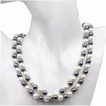 Женское длинное ожерелье с имитацией жемчуга A668, украшение из стеклянного жемчуга 8 мм в подарок на вечеринку 2024 - купить недорого