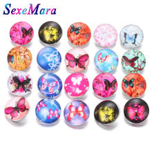 10Pcs/lot Mixed Exotic 18mm Glass Snap Button Jewelry Faceted Glass Butterfly Snap Buttons Fit Snap Bracelet Snaps Jewelry 2024 - buy cheap